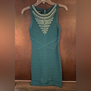 bebe Teal Sleeveless Midi Dress